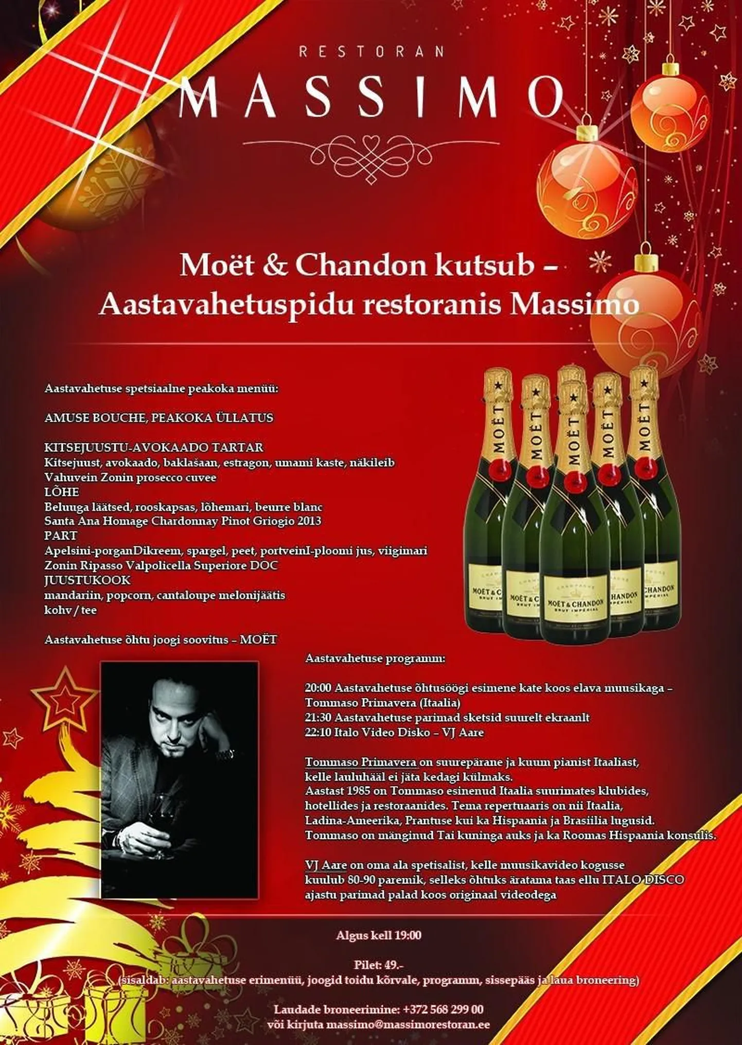 Moët & Chandon kutsub - Aastavahetuspidu restoranis Massimo