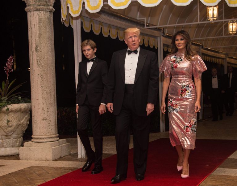 Президент США Дональд Трамп с женой Маленией и Барон Трамп