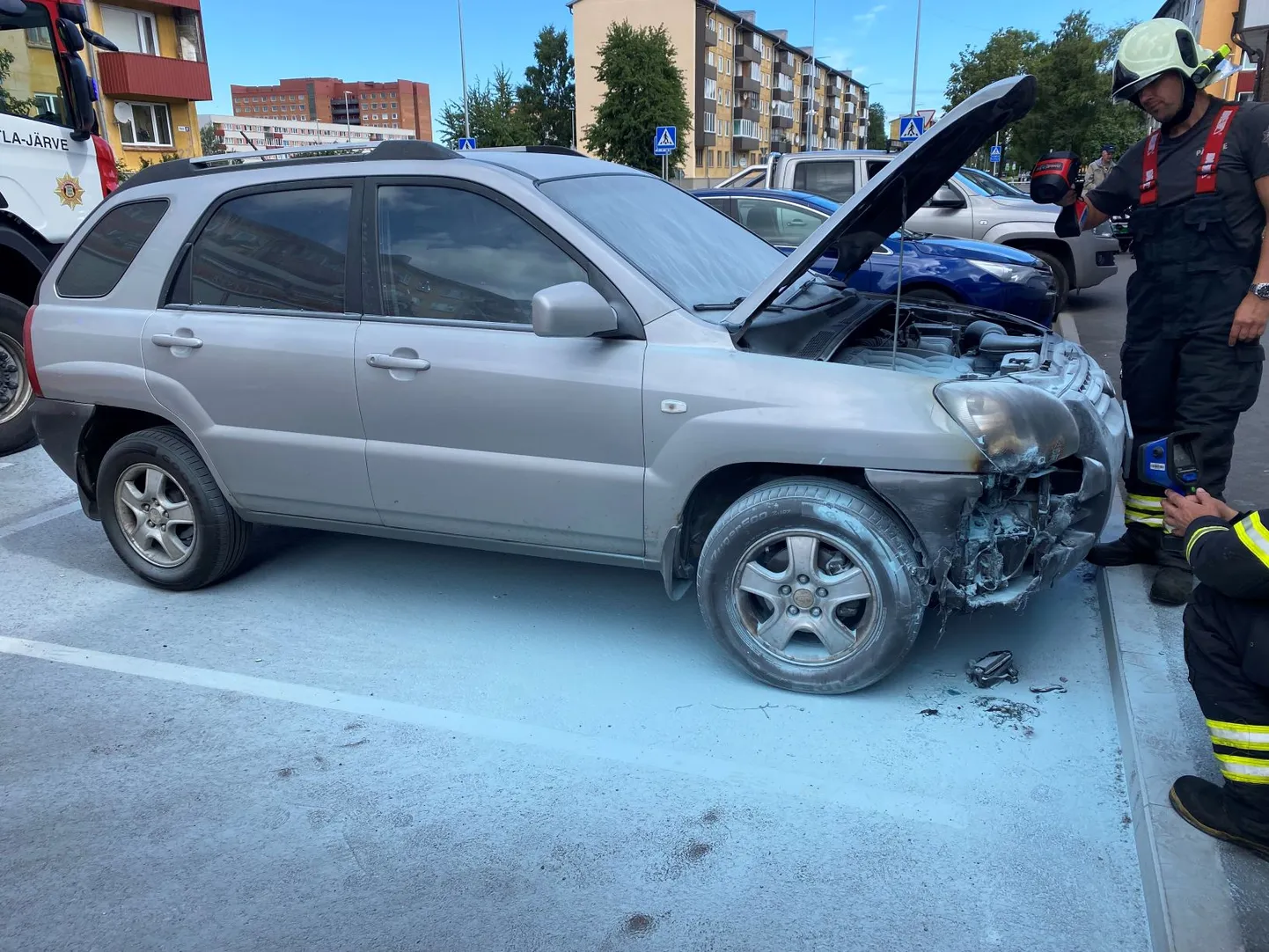 Põlenud sõiduk Kohtla-Järvel.