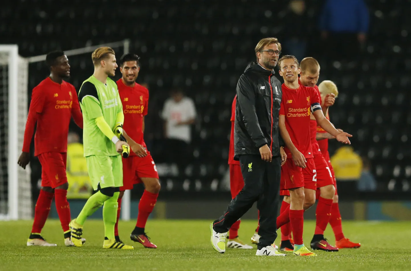 Liverpooli mängijad pärast Derby County alistamist liigakarika kolmandas ringis.