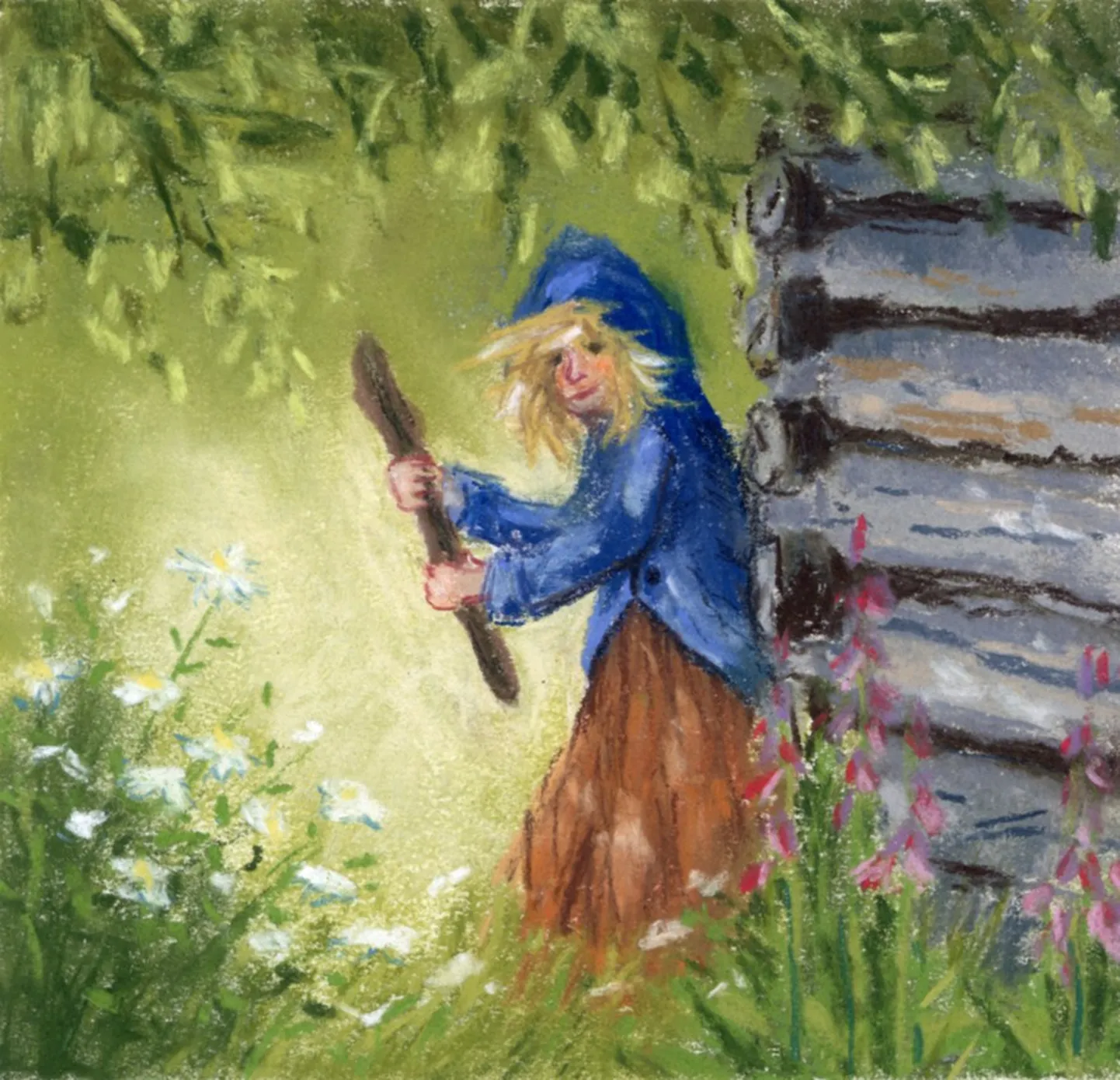 Kärt Merilaini illustratsioon Marju Gellerti lasteraamatus «Metsakivi lood».