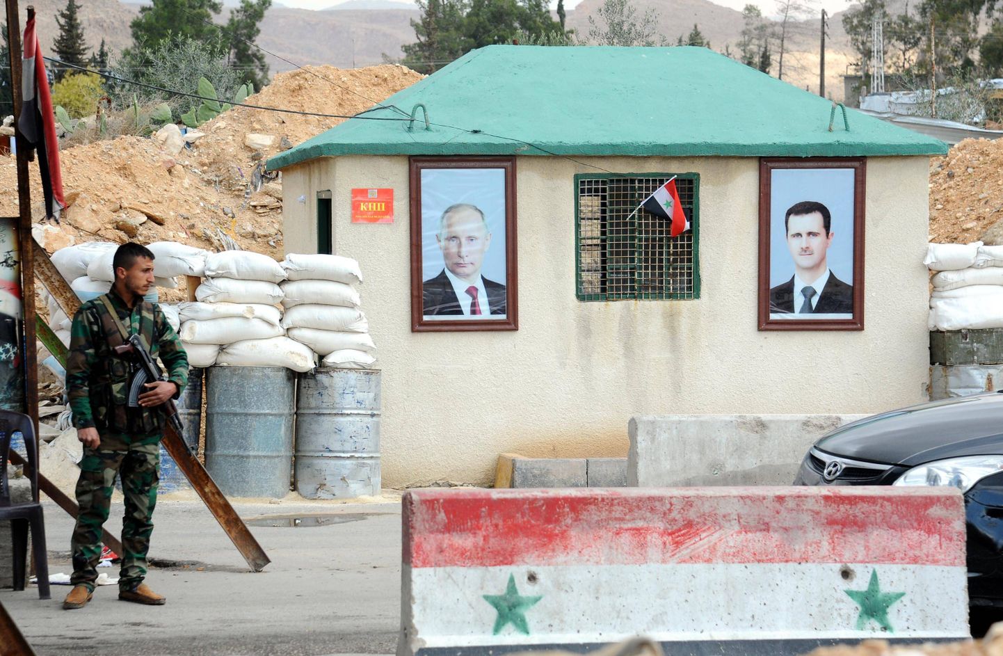 Kontrollpunkt Süüria pealinna Damaskuse lähistel.