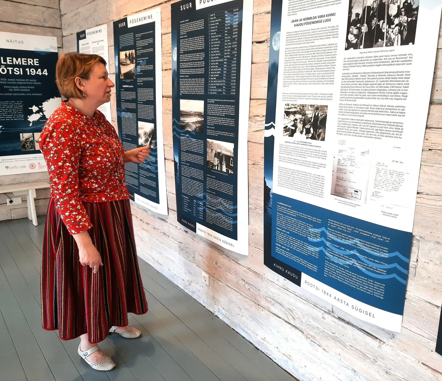 Kihnu muuseumi juhataja-varahoidja Maie Aav tutvustab sel pühapäeval näitust, mis kajastab 80 aasta tagust paadipõgenemist.
