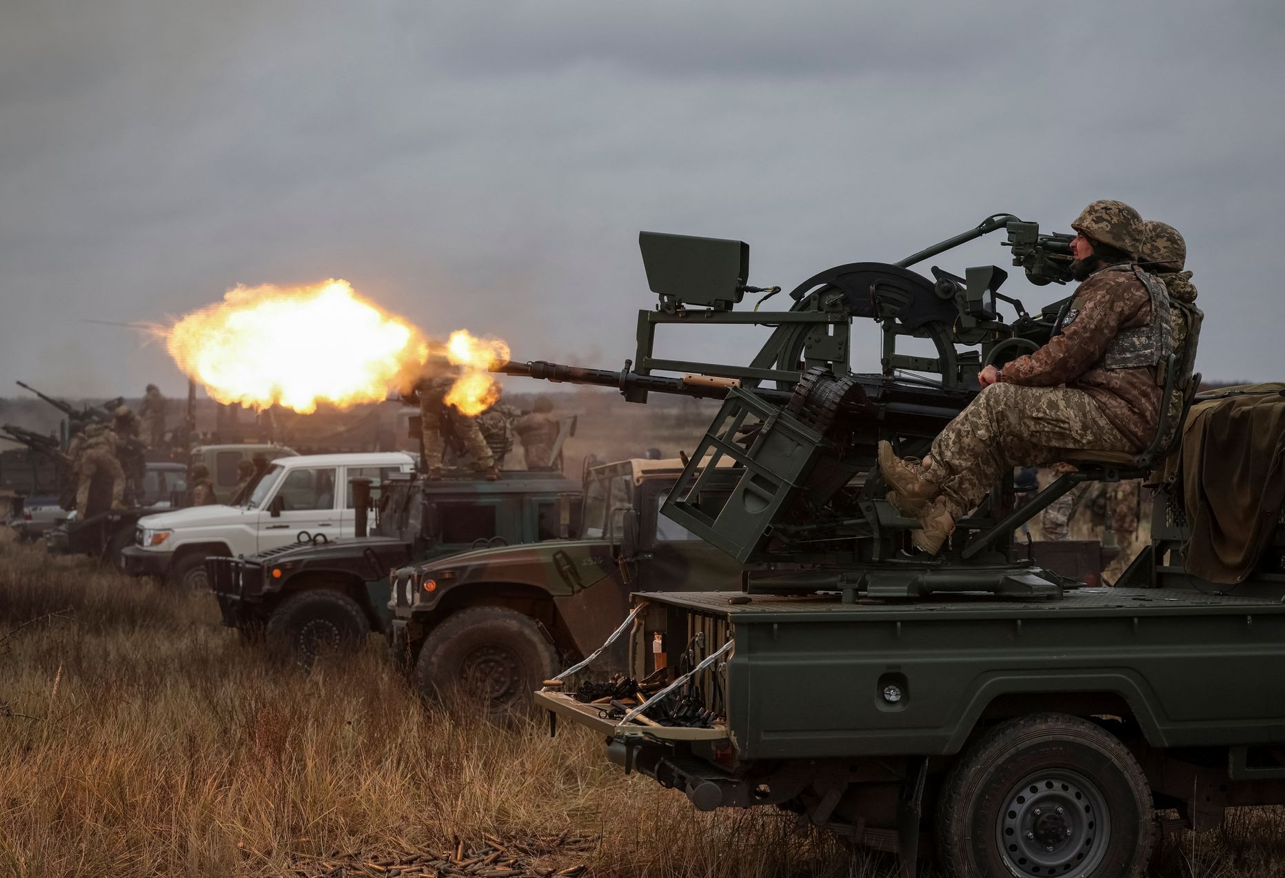 Ukraina sõdurid õhutõrjeõppusel Tšernihivi oblastis.
