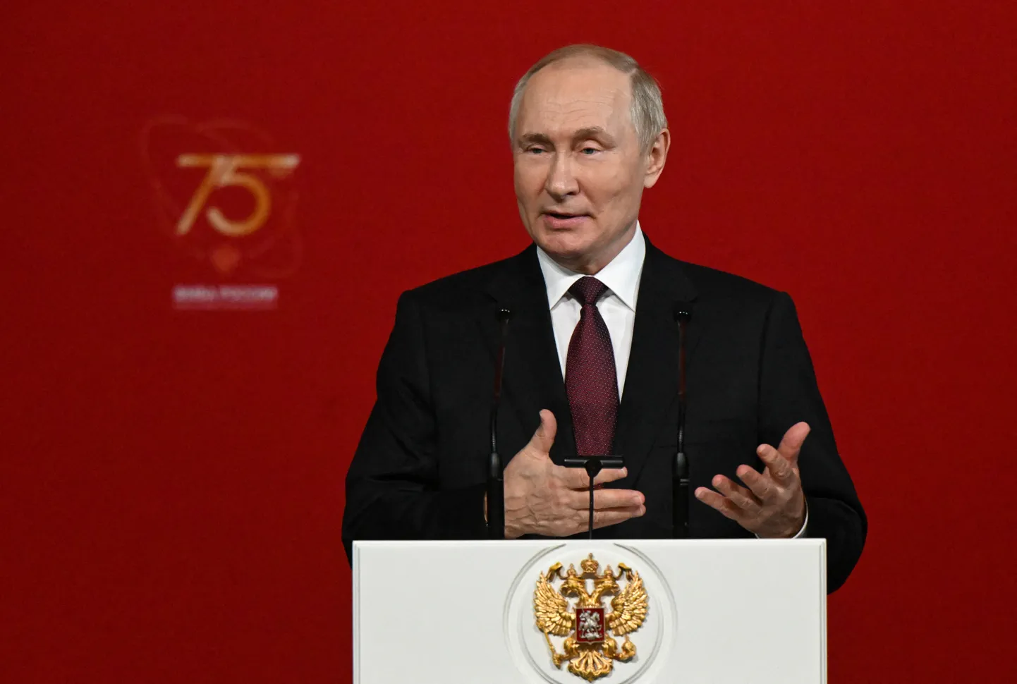 Venemaa president Vladimir Putin pidamas 9. novembril 2022 Moskvas kõnet riikliku meditsiini-bioloogia agentuuri 75. aastapäeval