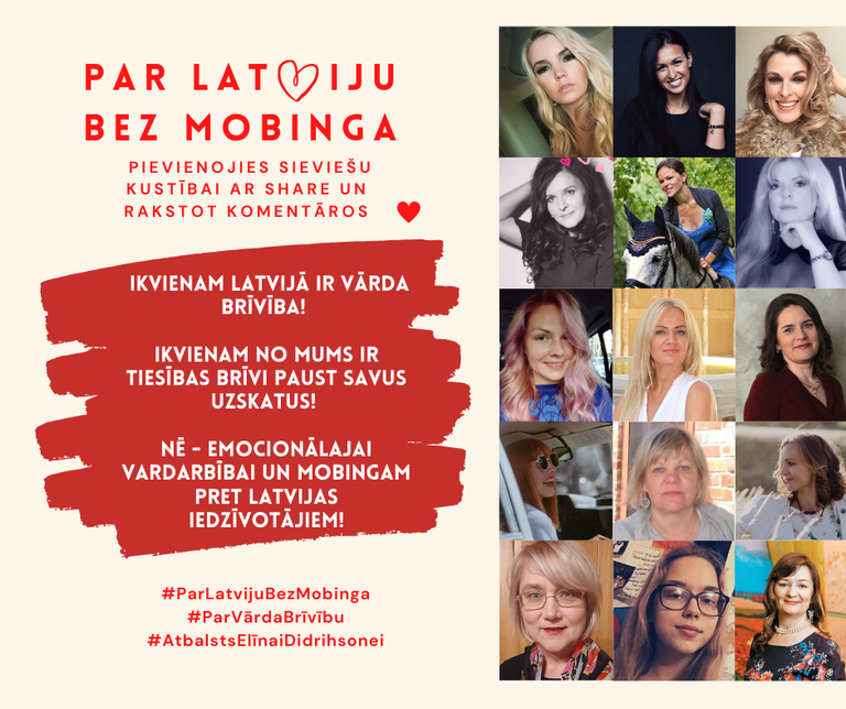 Плакат движения "За Латвию без моббинга"