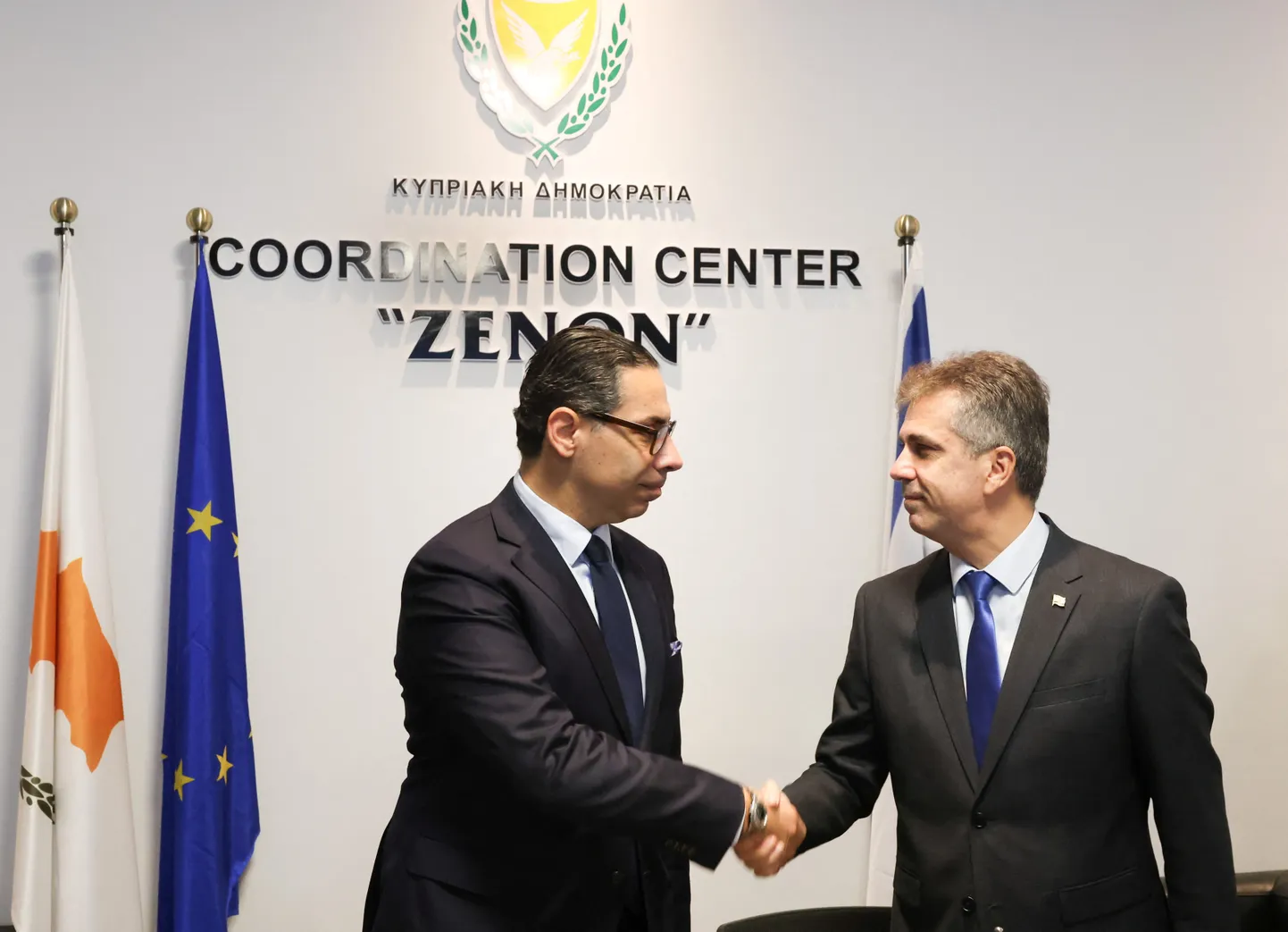 Küprose välisminister Constantinos Kombos ja Iisraeli välisminister Eli Cohen  20. detsembril 2023 Küprosel Larnacas.