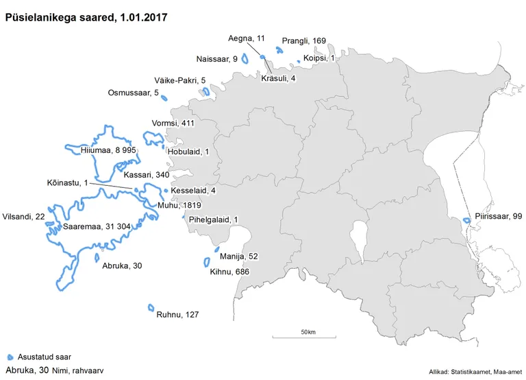 Püsielanikega saared 1.01.2017.