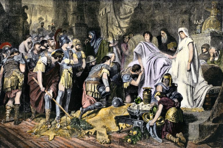 19. sajandi raamatuillustratsioon, millel on kujutatud haiget Aleksander Suurt ja tema kaaskonda