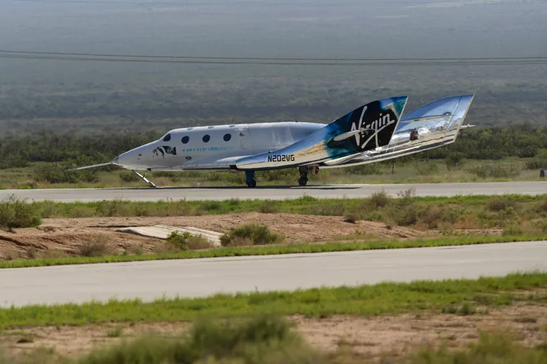 The Virgin Galactic kosmoselaev SpaceShipTwo. (Photo by Patrick T. FALLON / AFP)