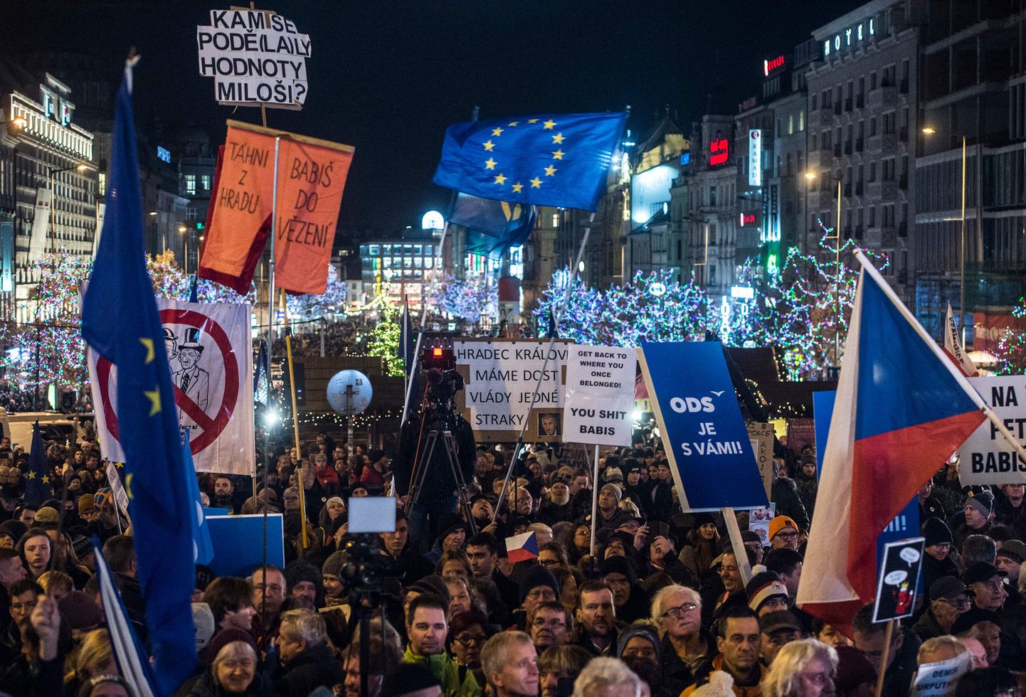 Акция протеста в Праге.