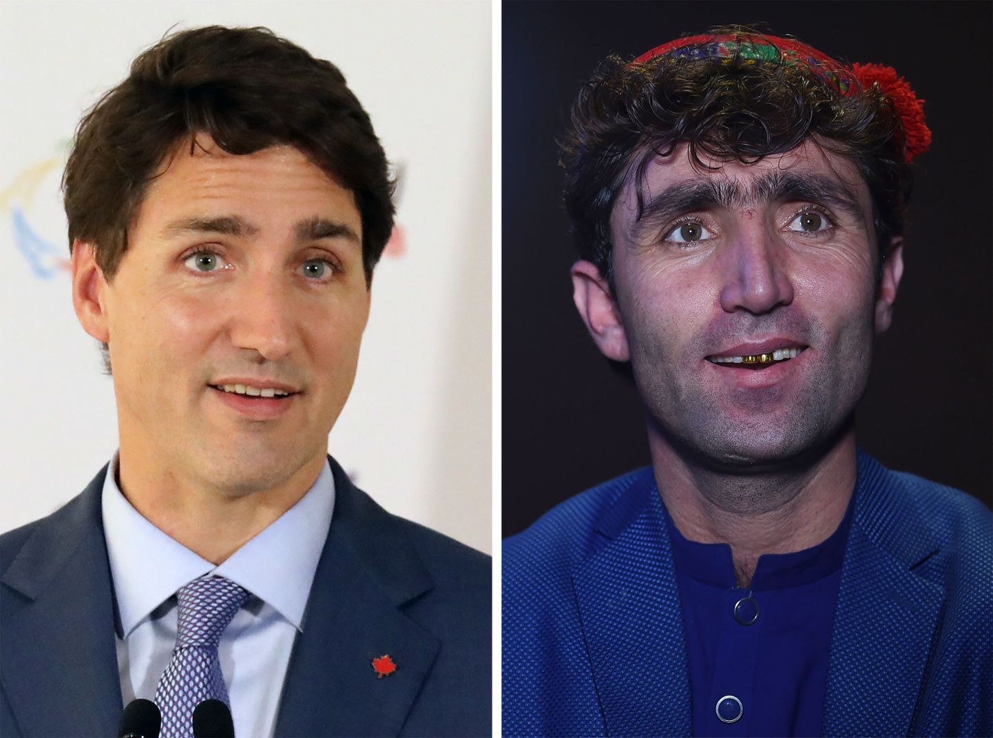 Paljude televaatajate meelest sarnaneb Afganistani talendisaates osalev Abdul Salam Maftoon (paremal) Kanada peaministrile Justin Trudeaule.