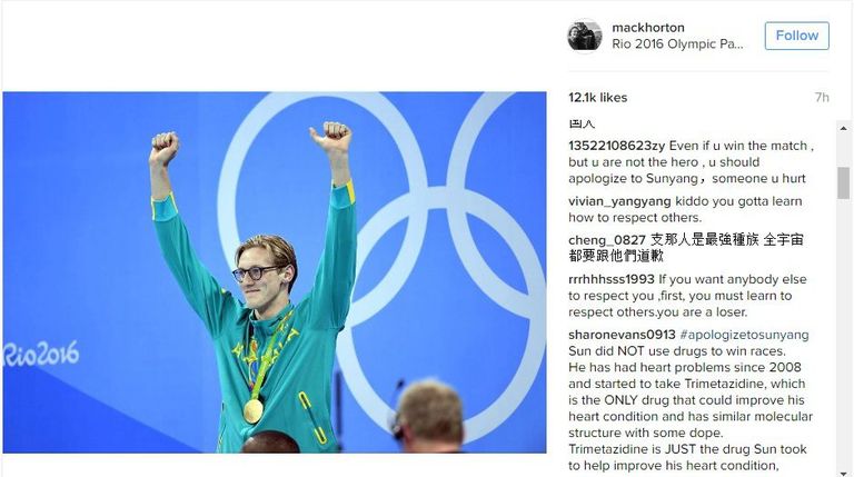 Pahased hiinlased ujutasid Mack Hortoni sotsiaalmeedia konto kommentaaridega üle. FOTOD: Ekraanitõmmised Instagramist