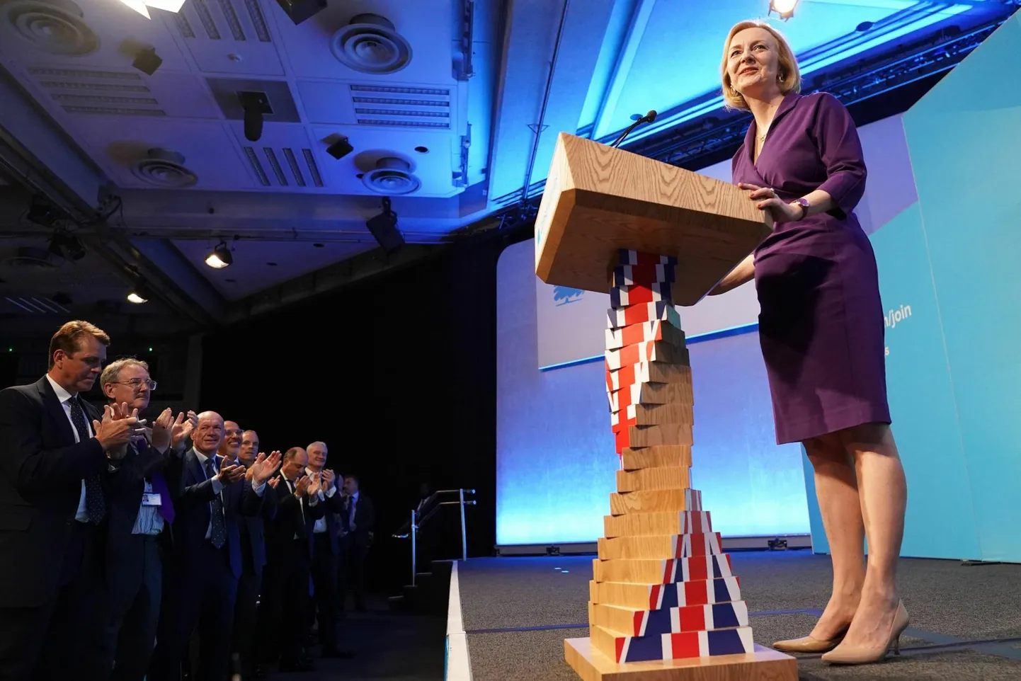 Konservatiivse Partei juhiks valitud Liz Truss tooride kongressil kõnet pidamas.