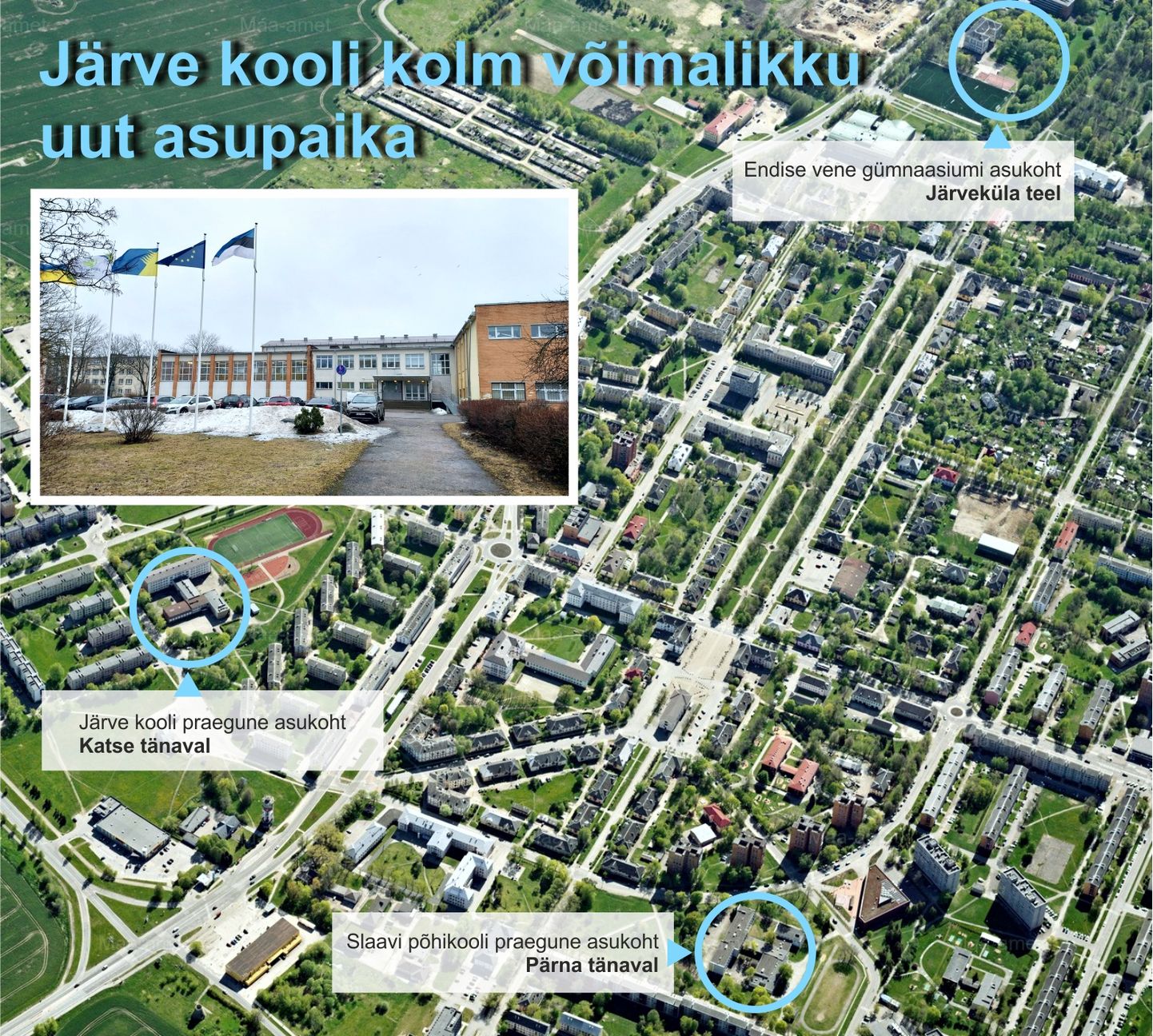 Kohtla-Järve Järve kooli uue maja jaoks on sõelal kolm asupaika.