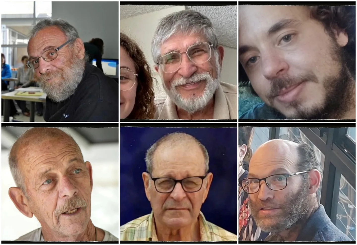 Surnuna leitud Iisraeli pantvangid Alex Dancyg, Yoram Metzger, Yagev Buchshtab, Chaim Peri, Abraham Munder ning Nadav Popplewell, kes rööviti mullu 7. oktoobril Palestiina islamistliku rühmituse Hamasi rünnaku käigus.