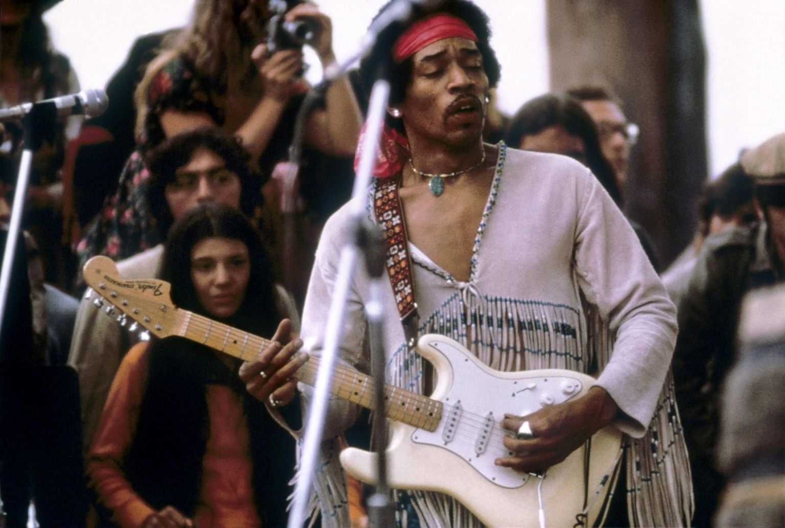 Legendaarne Jimi Hendrix Woodstockil. August 1969.