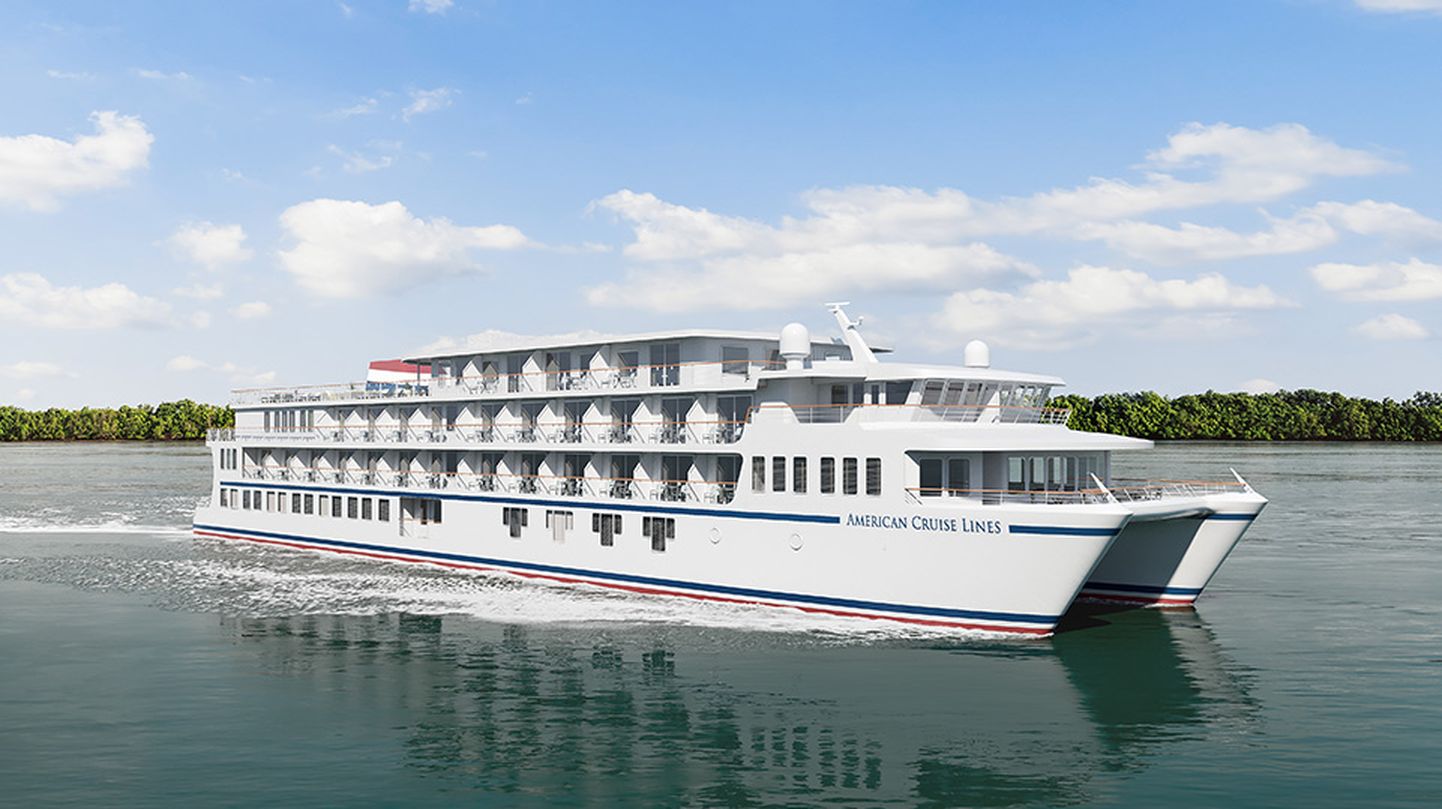 American Cruise Lines 109 reisijat mahutav ristluslaevamudel Project Blue on mõeldud turismireisideks jõgedele ja rannalähedasele merele
