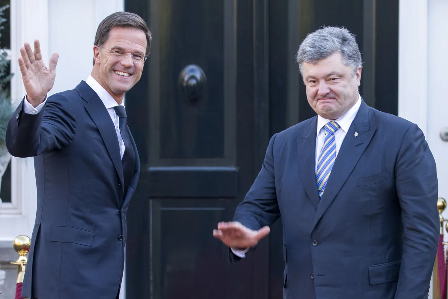 Hollandi peaminister Mark Rutte täna Haagis Ukraina presidendi Petro Porošenkoga kohtumas.