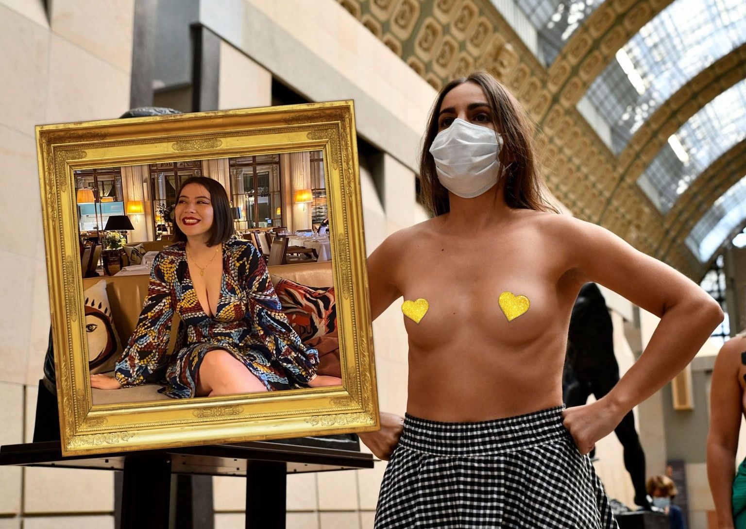 Femeni aktivistid tulid Orsay muuseumisse naiste seksualiseerimise vastu protestima.