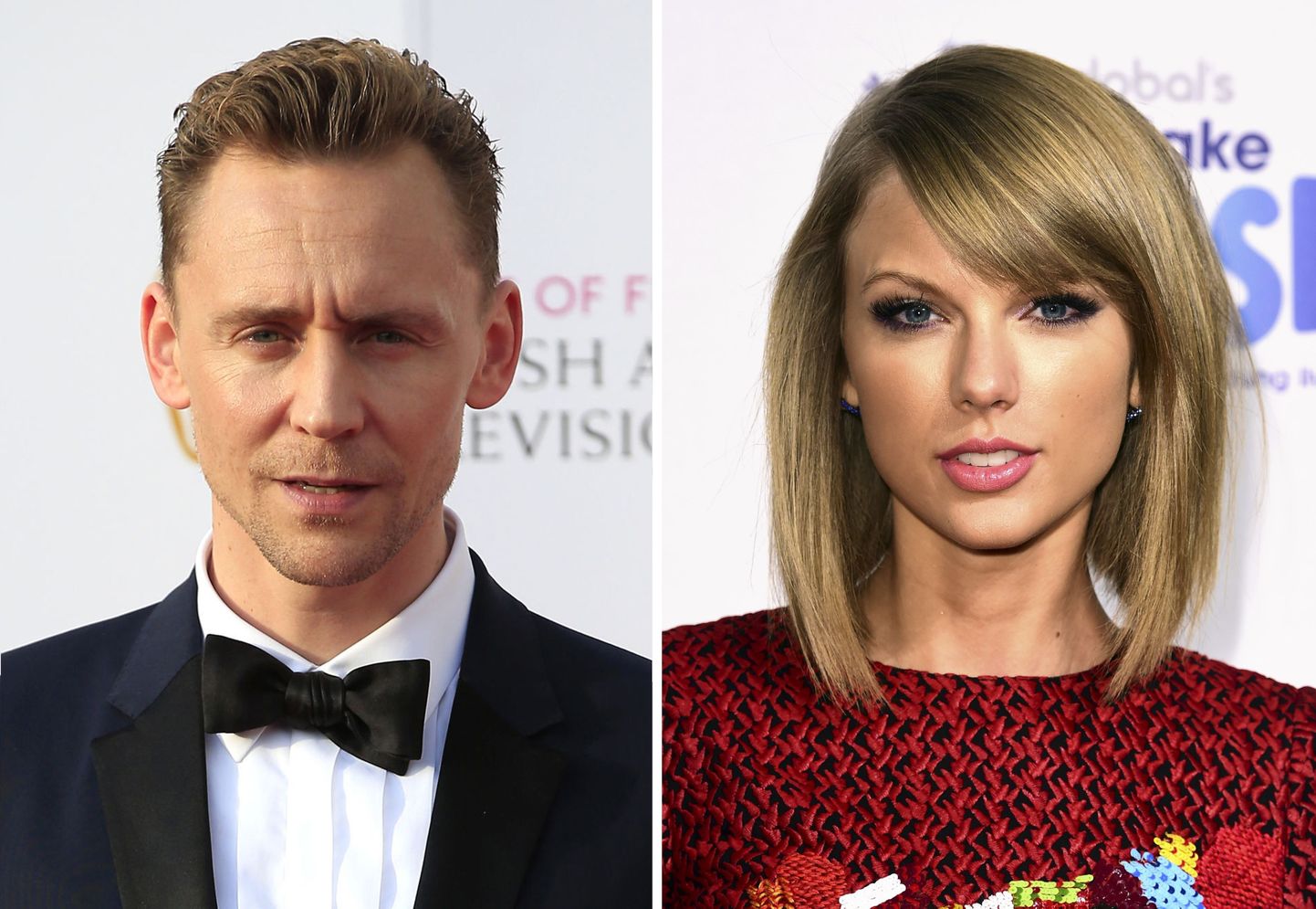 File photos of Tom Hiddleston and Taylor Swift, who have been pictured kissing and embracing amid reports of a romance.