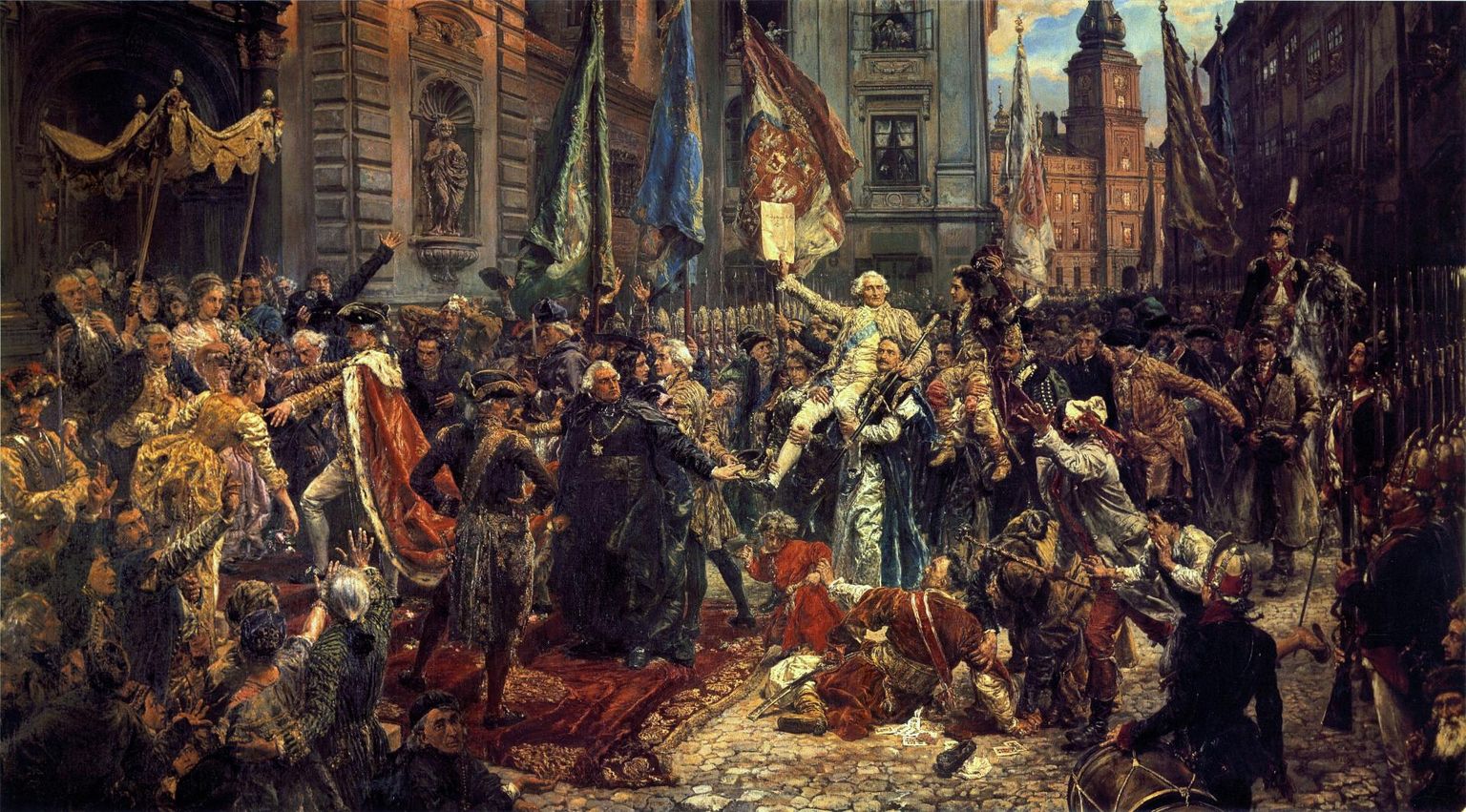 Poola 19. sajandi juhtiva kunstniku Jan Matejko romantiline maal «3. mai 1791 konstitutsioon» (1891) asub Varssavis kuningalossis.