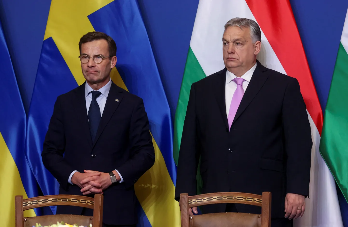 Rootsi peaminister Ulf Kristersson ja Ungari peaminister Viktor Orbán Budapestis 23. veebruaril 2024. aastal.