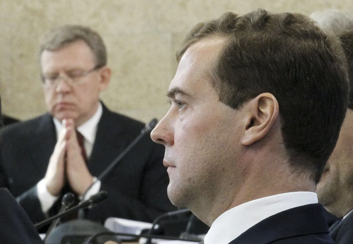 Vene rahandusminister Aleksei Kudrin (vasakul) ja president Dmitri Medvedev.