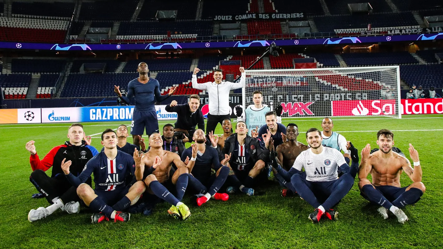 PSG jalgpallurid pärast Meistrite liiga veerandfinaali pääsemist.