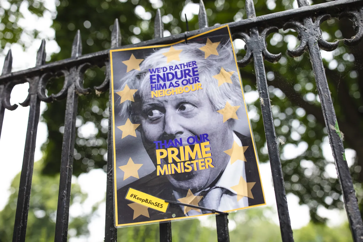 Protestiplakat Boris Johnsoni vastu.