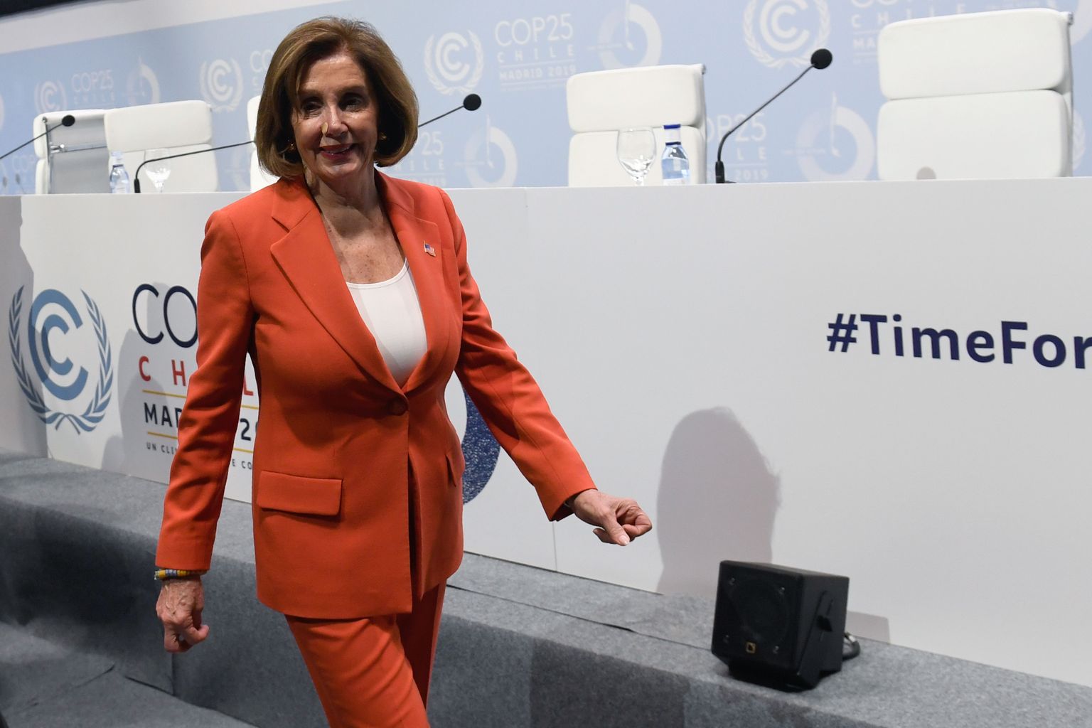 USA kongressi esindajatekoja demokraadist spiiker Nancy Pelosi esmaspäeval Madridis ÜRO kliimakonverentsil COP25.