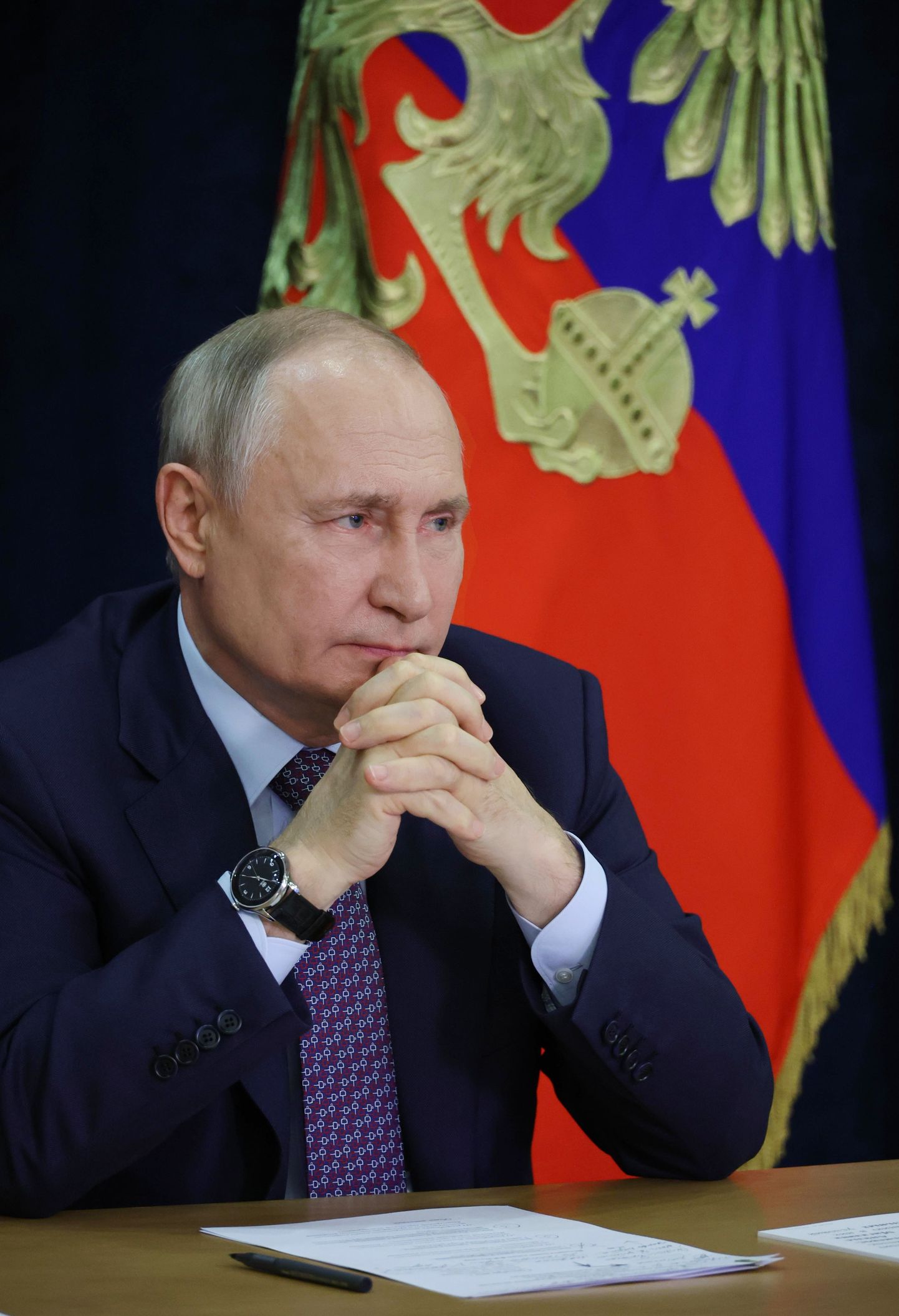 Venemaa diktaatorist president Vladimir Putin kohtus 5. septembril 2023 Krasnodari krais Sotšis olles video teel Venemaa võidupüha korralduskomiteega