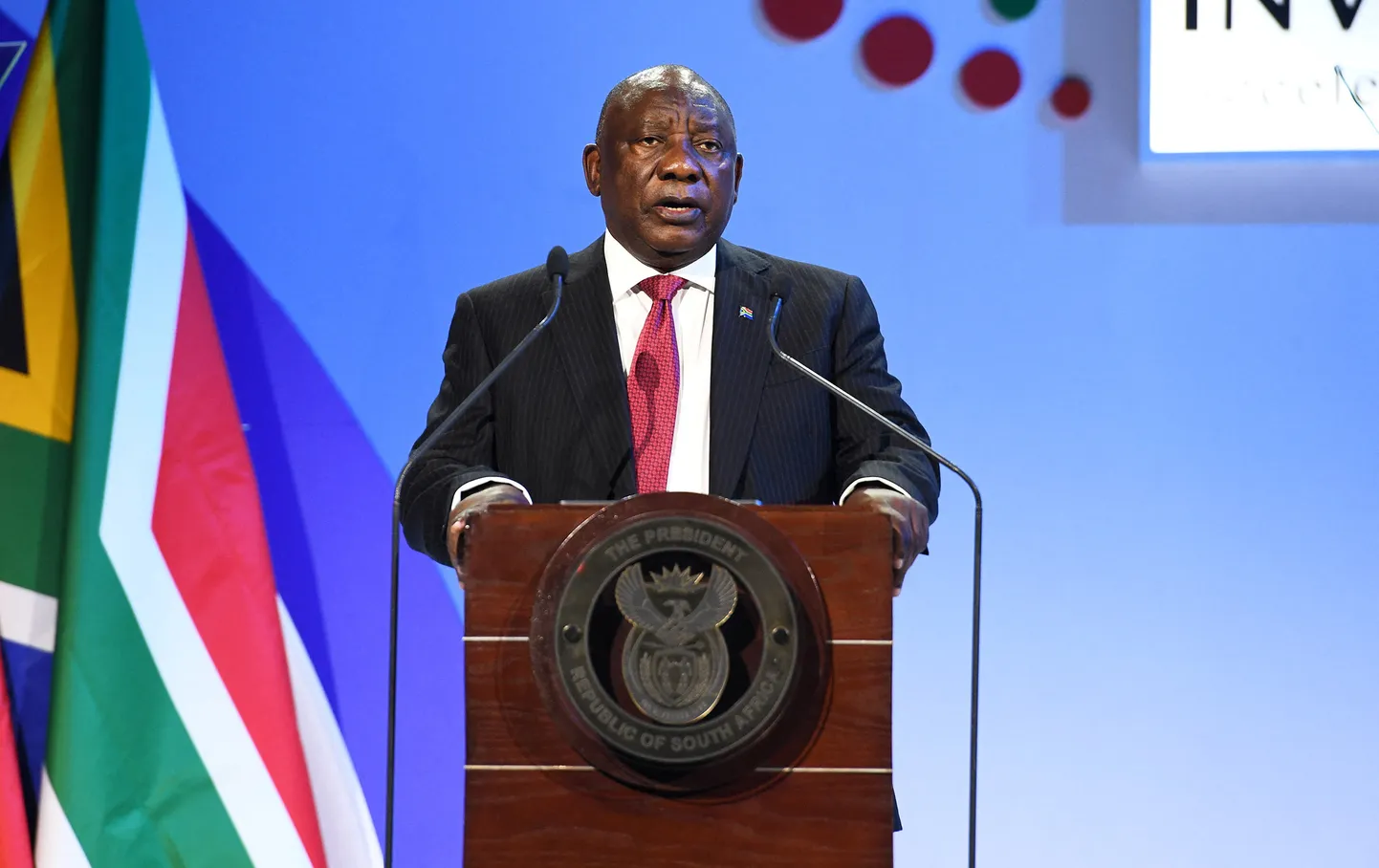 LAV-i president Cyril Ramaphosa Sandtonis 13. aprill 2023.