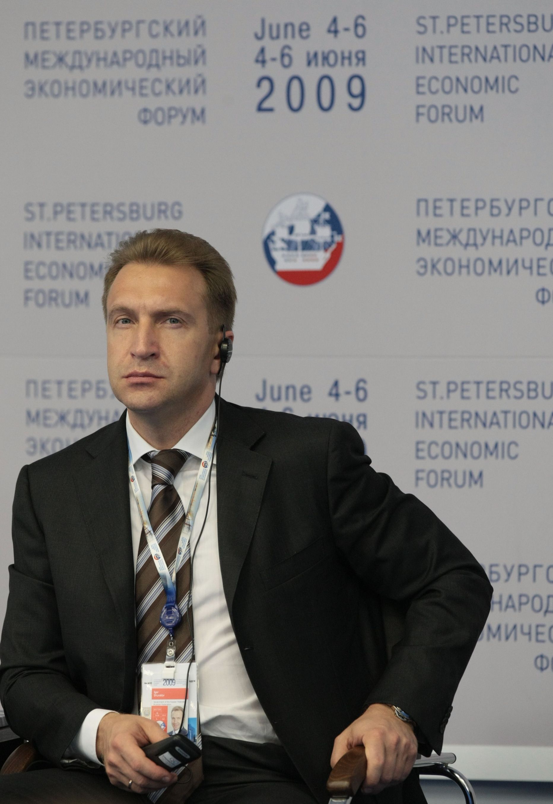 Venemaa peaminister Igor Šuvalov Peterburi majandusfoorumil.
