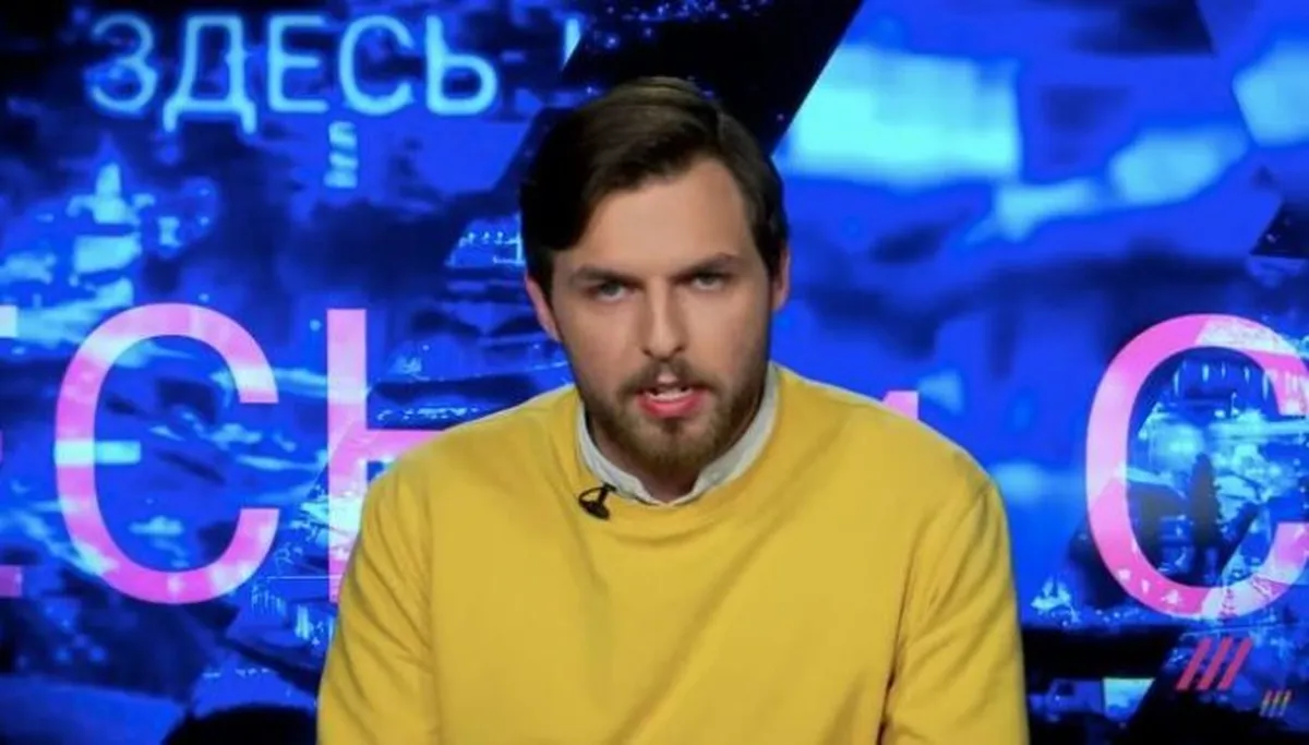 Алексей Коростелев в студии телеканала "Дождь"
