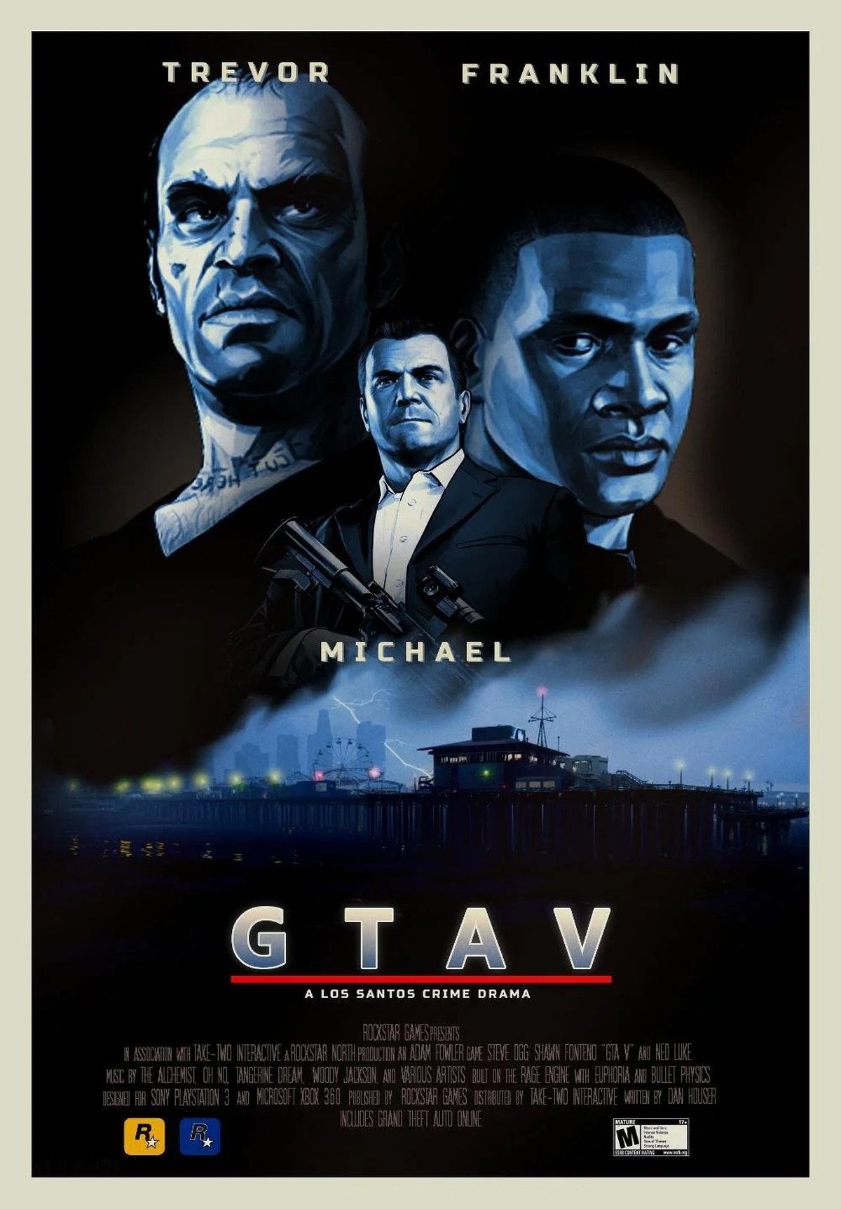 Fänni tehtud plakatikujundus mängule GTA V põhineb filmi «Heat» reklaamplakatil.