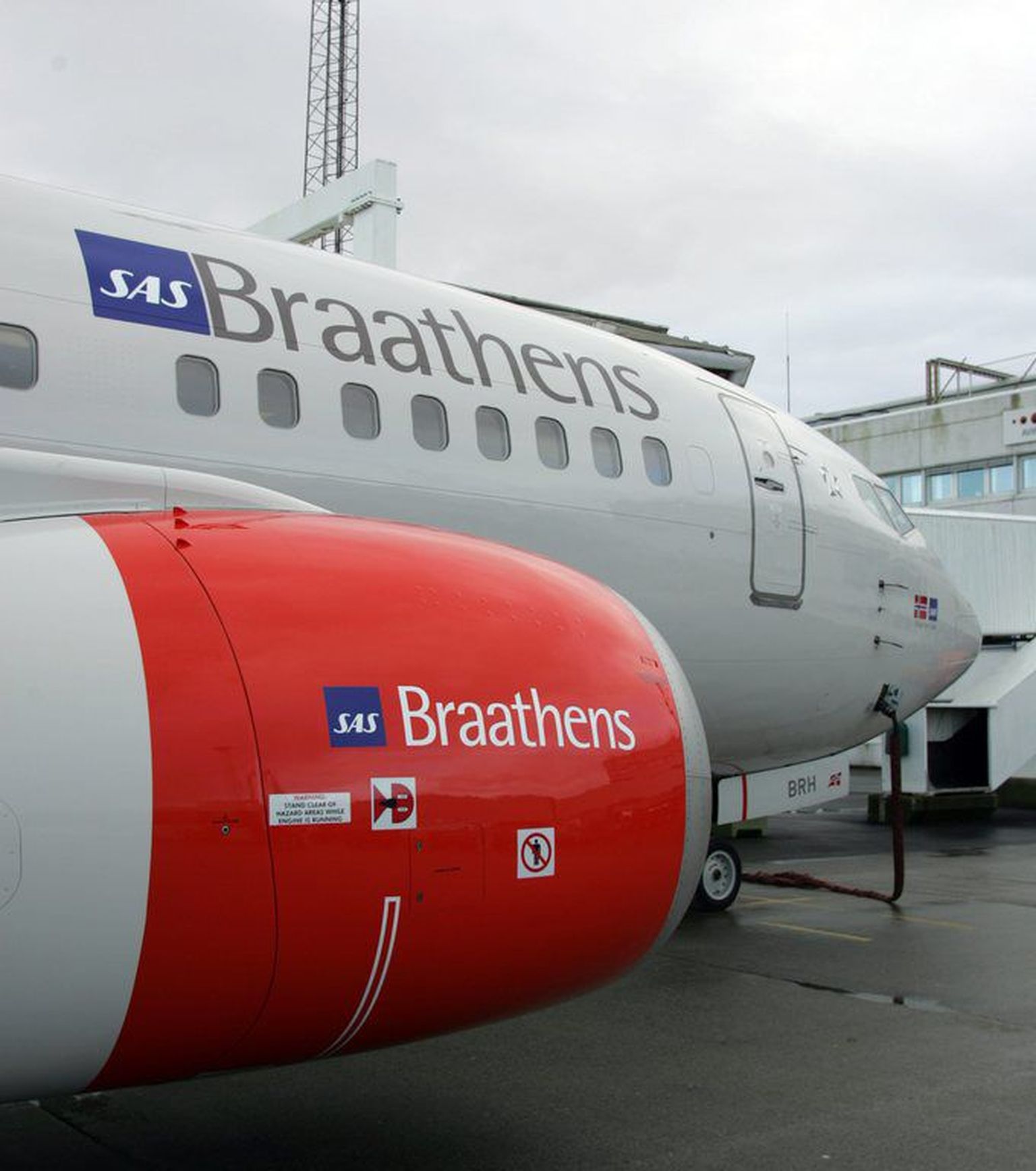 Norra lennufirma SAS lennuk Stavangeri lennujaamas.