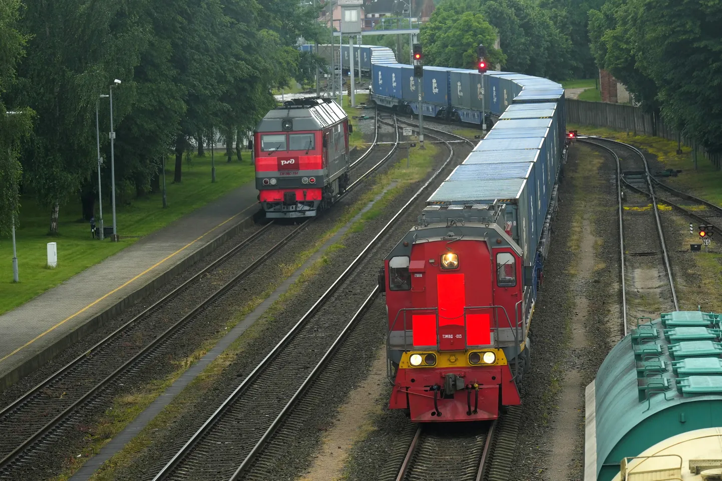 Kaliningradist tulnud kaubarong Kybartai raudteejaamas möödunud aastal.