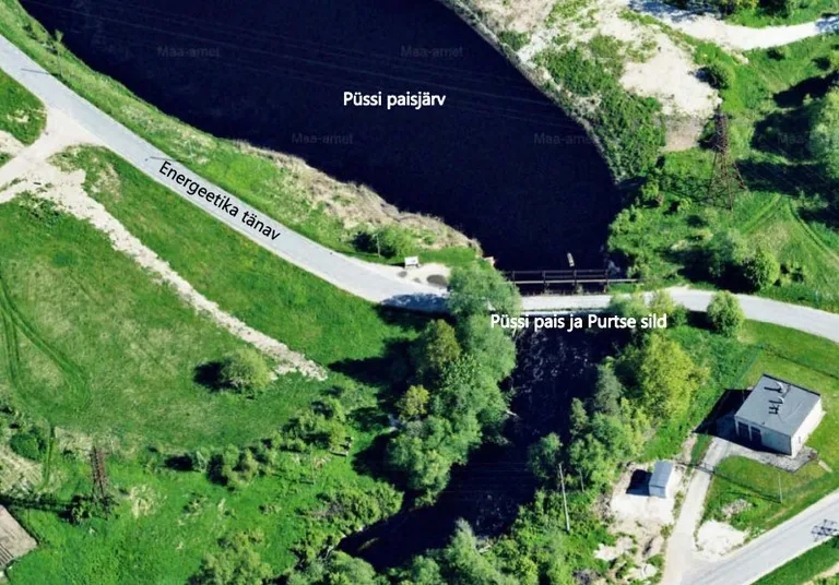 Püssi pais ja paisjärv ning Purtse sild.