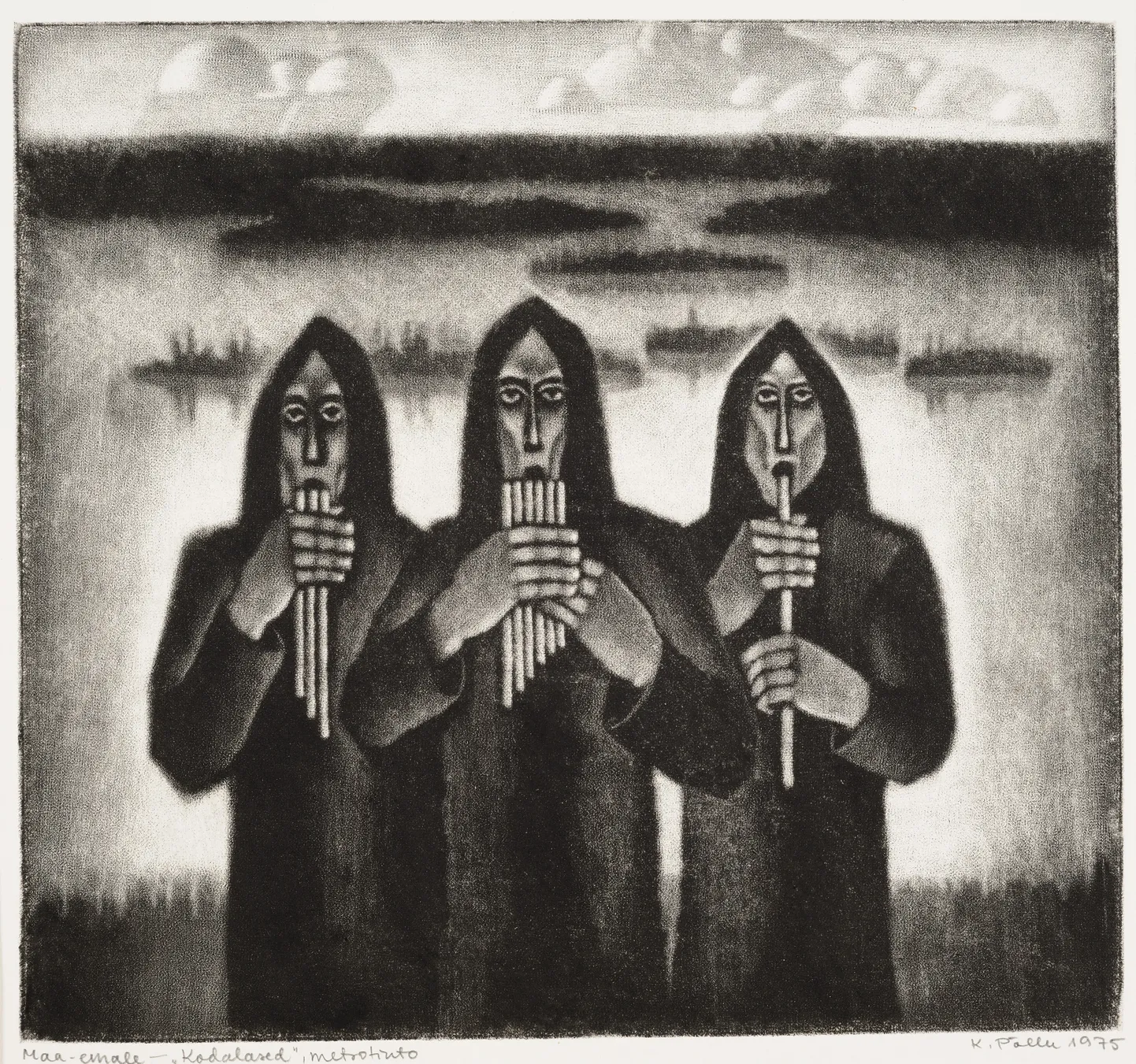 Kaljo Põllu. Maa-emale. Sarjast „Kodalased“. 1975. Metsotinto, paber
Eesti Kunstimuuseum