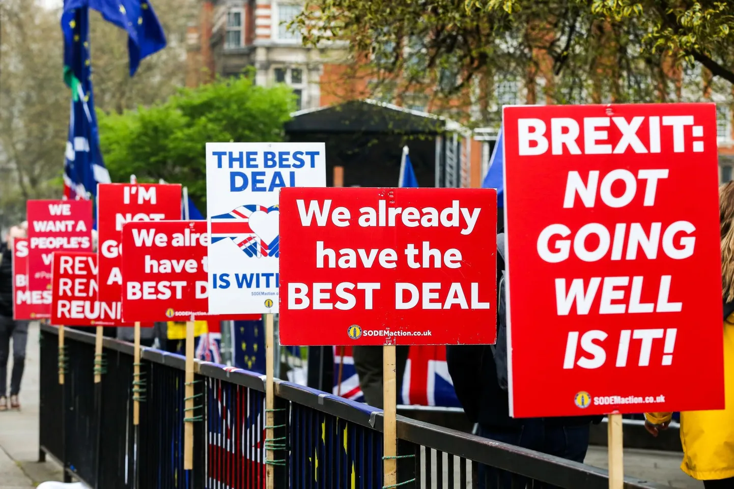 Meeleavaldajad Briti parlamendi ees.