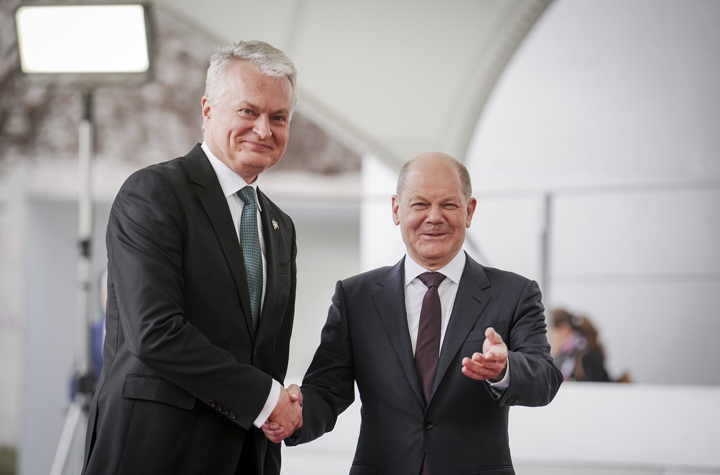 Lietuvas prezidents Gitants Nausēda un Vācijas kanclers Olafs Šolcs