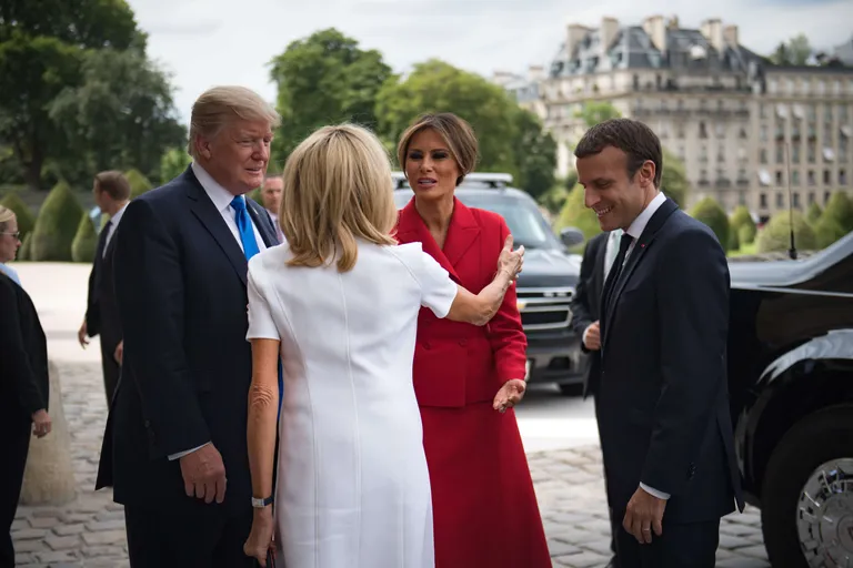 USA president Donald Trump ja esileedi Melania Trump on visiidil Prantsusmaal, neid võõrustavad president Emmanuel Macron ja esileedi Brigitte Trogneux'