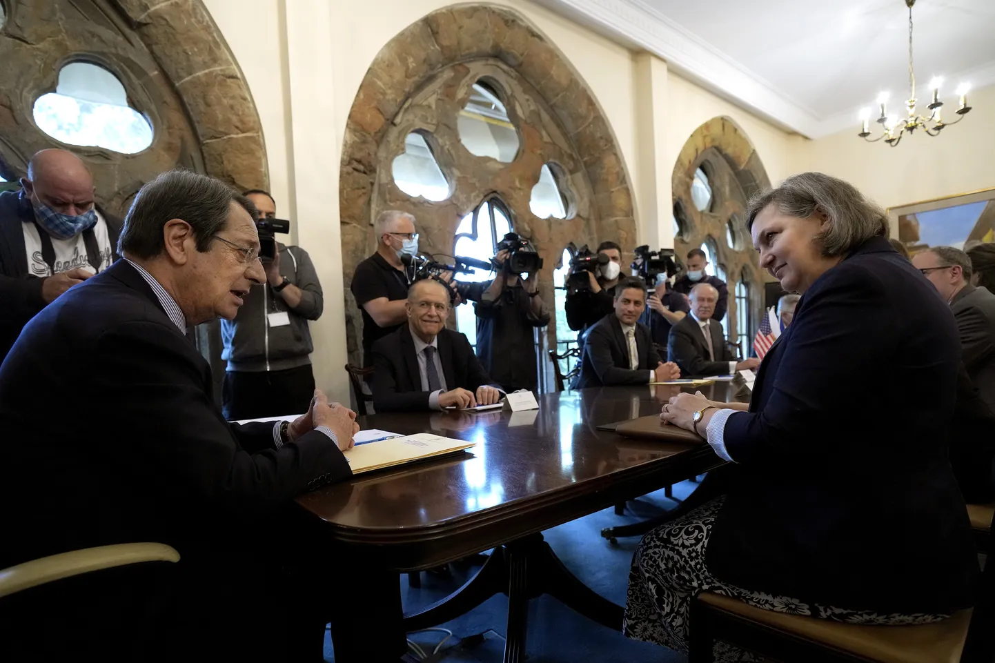 Küprose president Nicos Anastasiades ja USA välisministeeriumi kõrge ametnik Victoria Nuland.