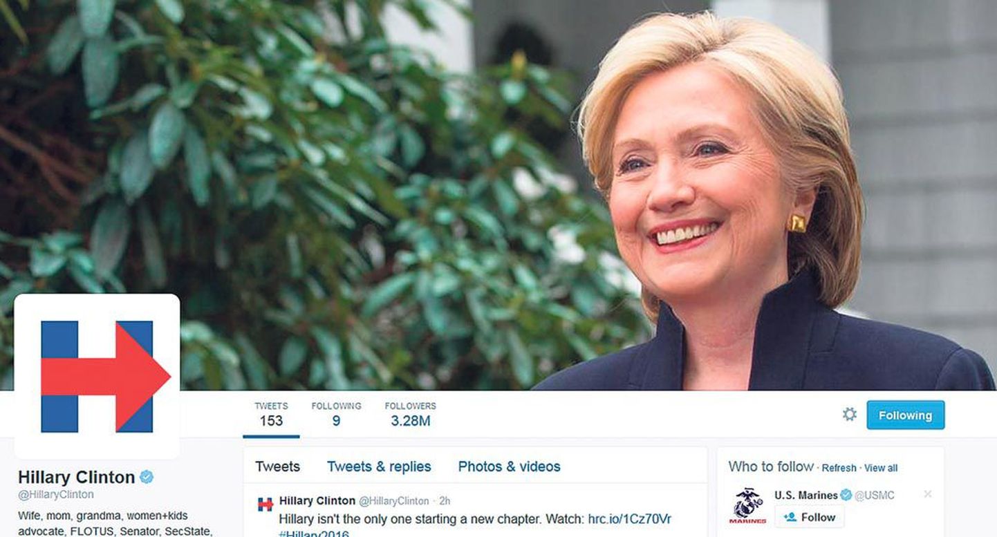 Hillary Clinton alustab uue logoga teist katset võita tagasi Valge Maja, kus ta 1993–2001 elas USA esimese leedina.