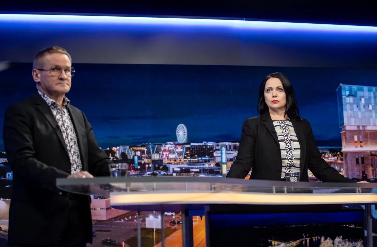 Haridus- ja teadusministri kandidaat Jaak Aab ja riigihalduse ministri kandidaat Anneli Ott Postimehe stuudios.