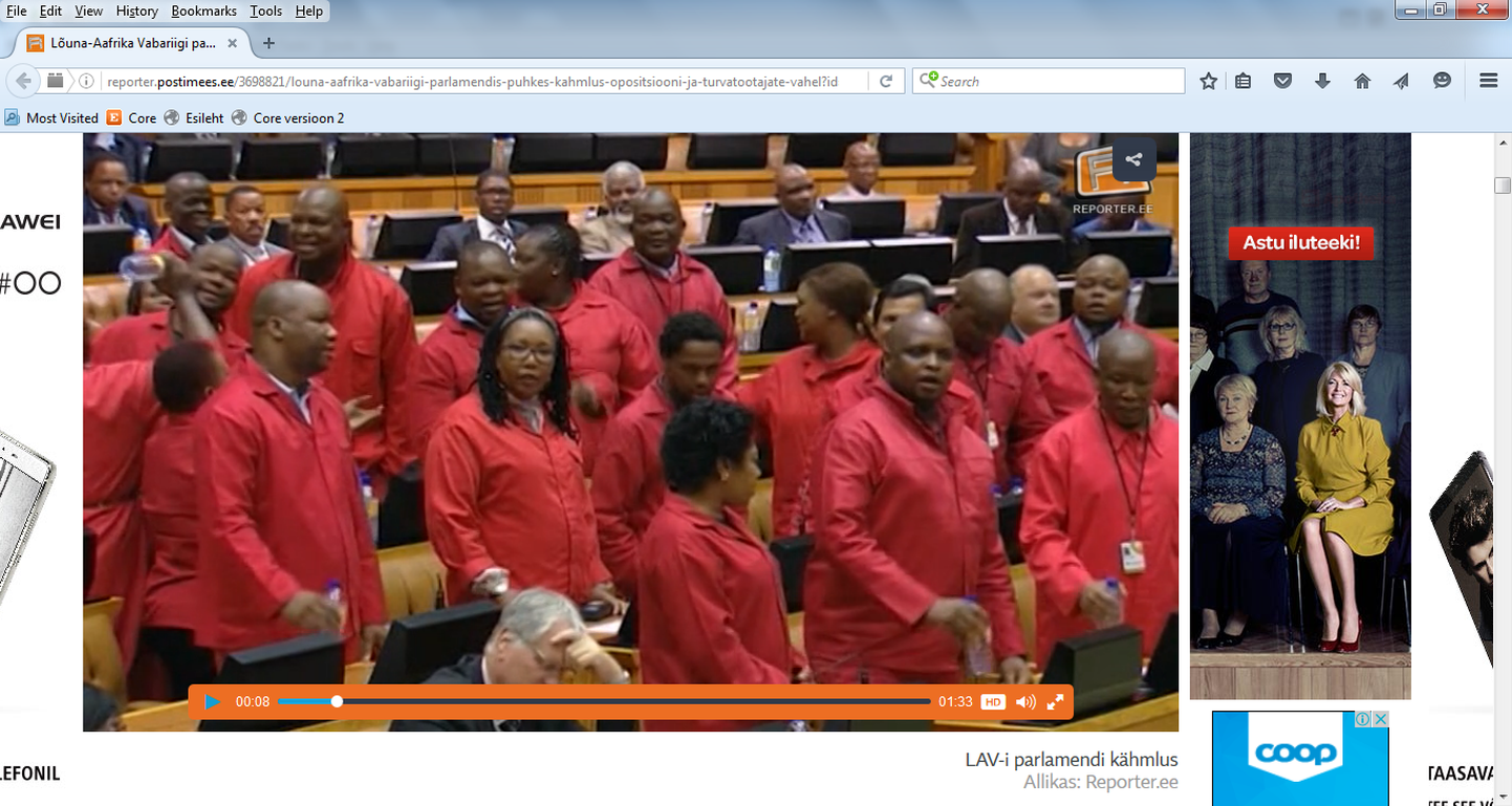 Lõuna-Aafrika Vabariigi parlamendis puhkes kähmlus opositsiooni ja turvatöötajate vahel