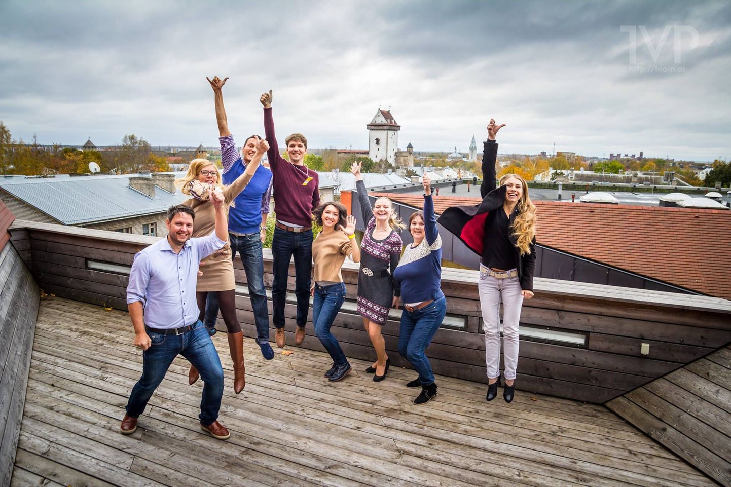 Экспромт-команда создателей мобильного приложения "WalkTalk" в Нарвском колледже Тартуского университета.