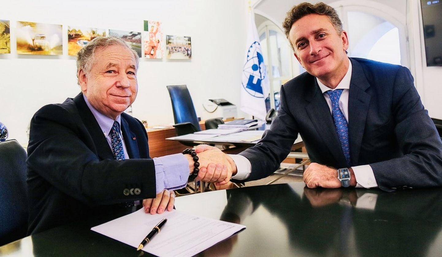 FIA prezidents Žans Tods un Formula E seriāla vadītājs Alehandro Agags