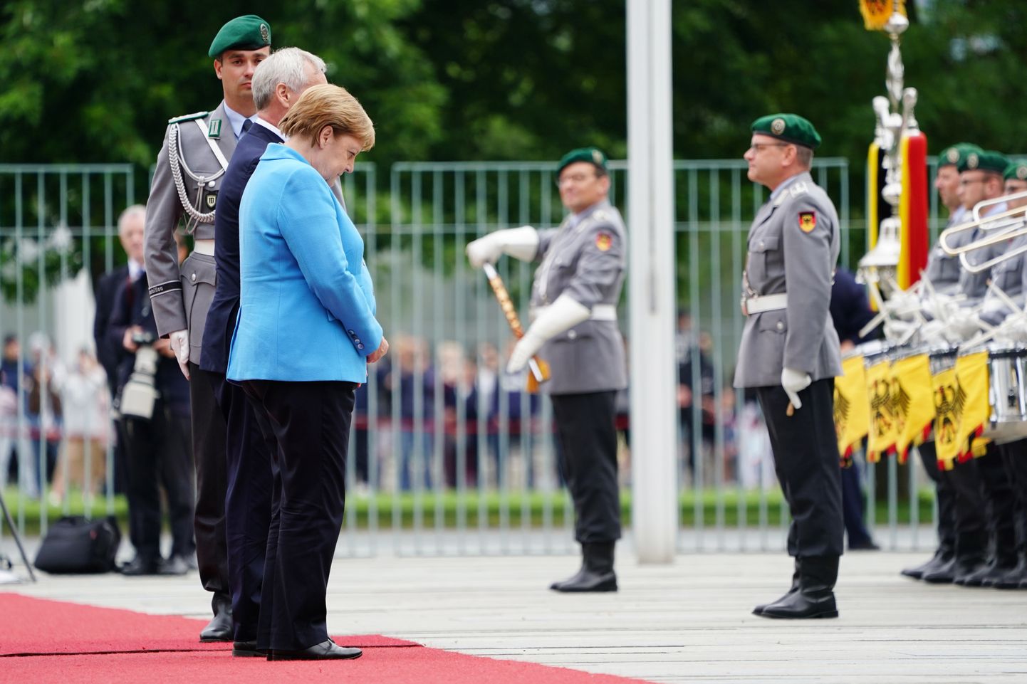 Vācijas kanclere Angela Merkele un Somijas premjerministrs Anti Rinne Berlīnē, 2019. gada 10. jūlijā